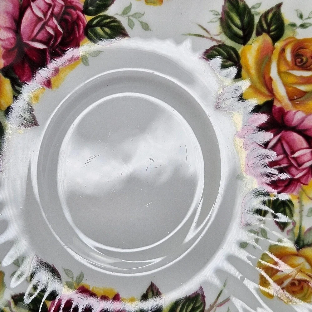 Paragon Saucer Only By‎ Appointment to Her Majesty the Queen Pink Roses Vtg READ